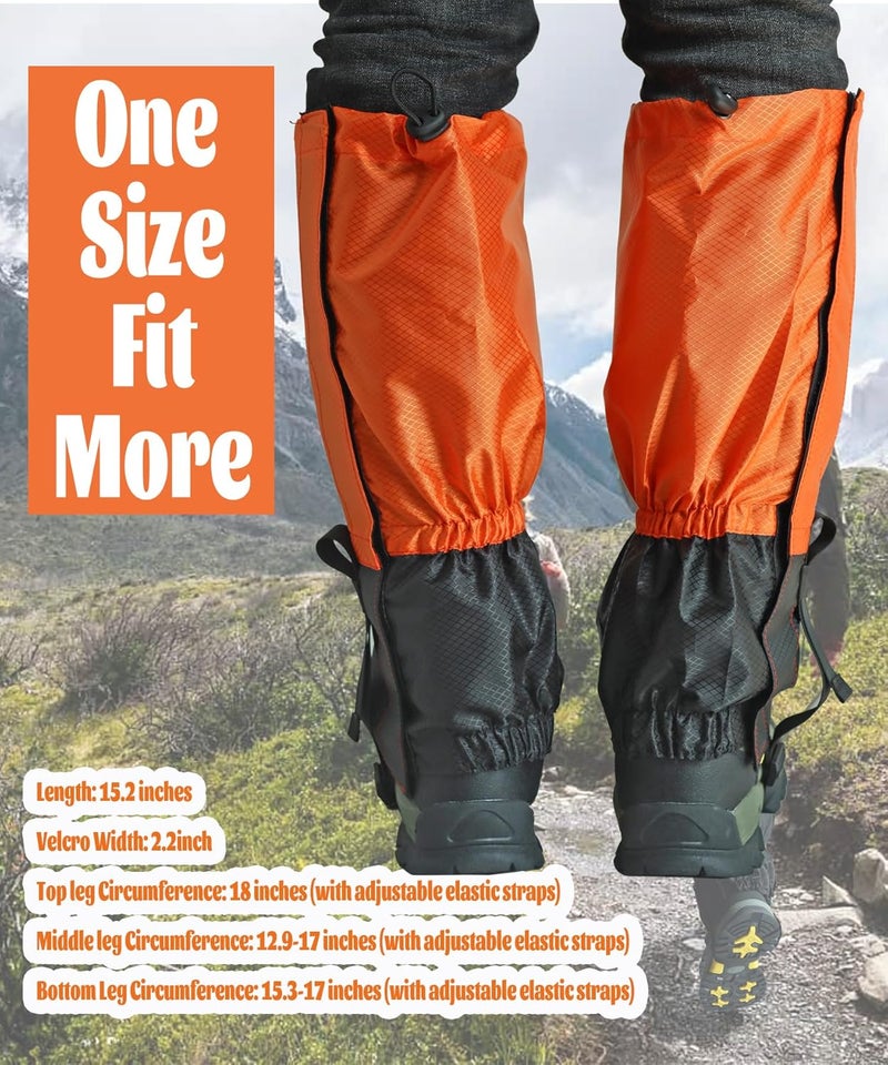 QTECLOR Men/Women Adjustable Leg Gaiters, Teen Adult Snow Shoe Gaiters for Hiking, Snowshoeing Lightweight Boot Gaiters - Image 3